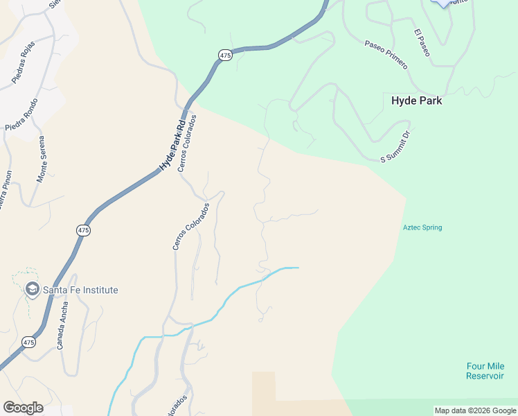 map of restaurants, bars, coffee shops, grocery stores, and more near 2605 South Summit Ridge in Santa Fe