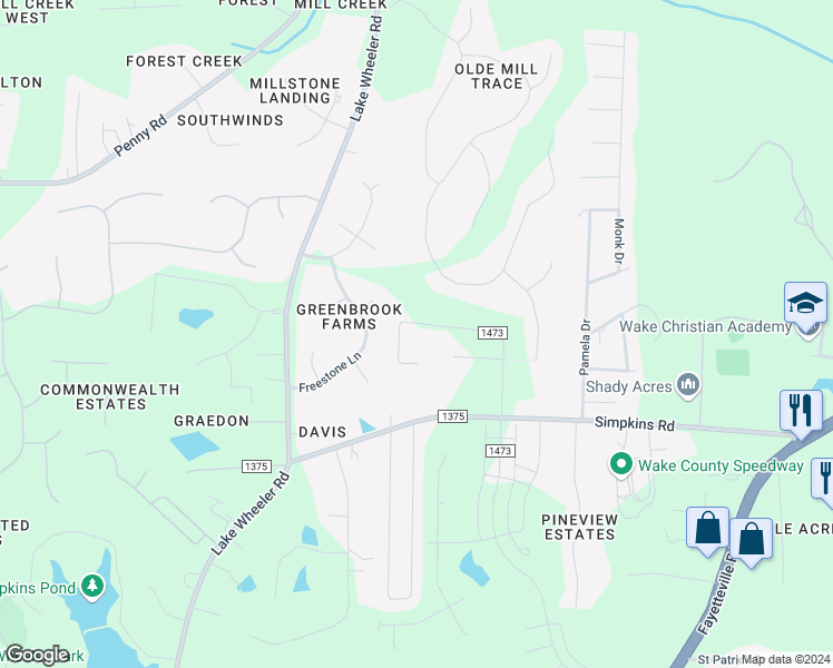 map of restaurants, bars, coffee shops, grocery stores, and more near 5408 McCoy Road in Raleigh