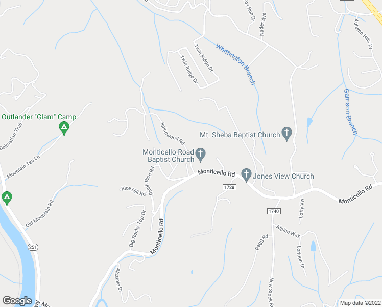 map of restaurants, bars, coffee shops, grocery stores, and more near 21 Spicewood Road in Weaverville