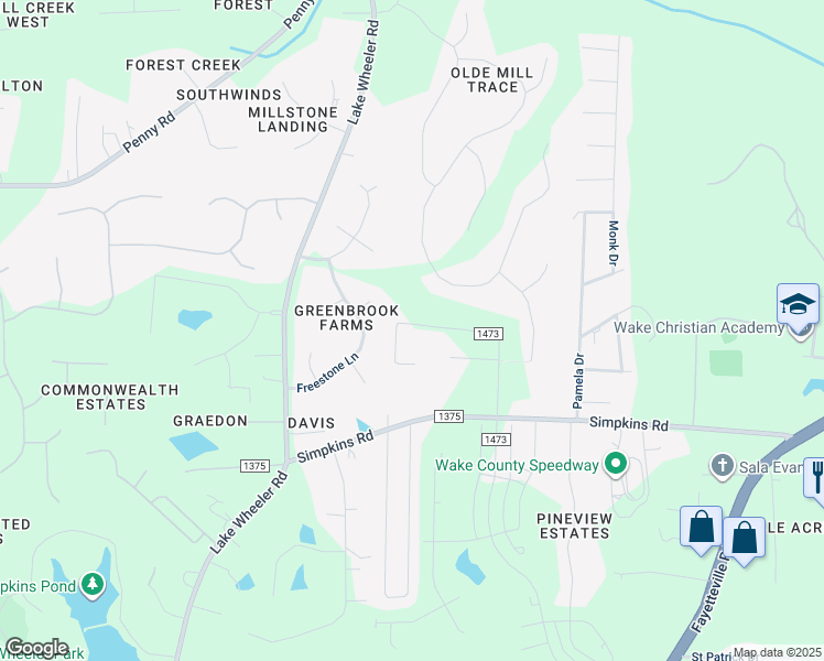 map of restaurants, bars, coffee shops, grocery stores, and more near 5408 McCoy Road in Raleigh