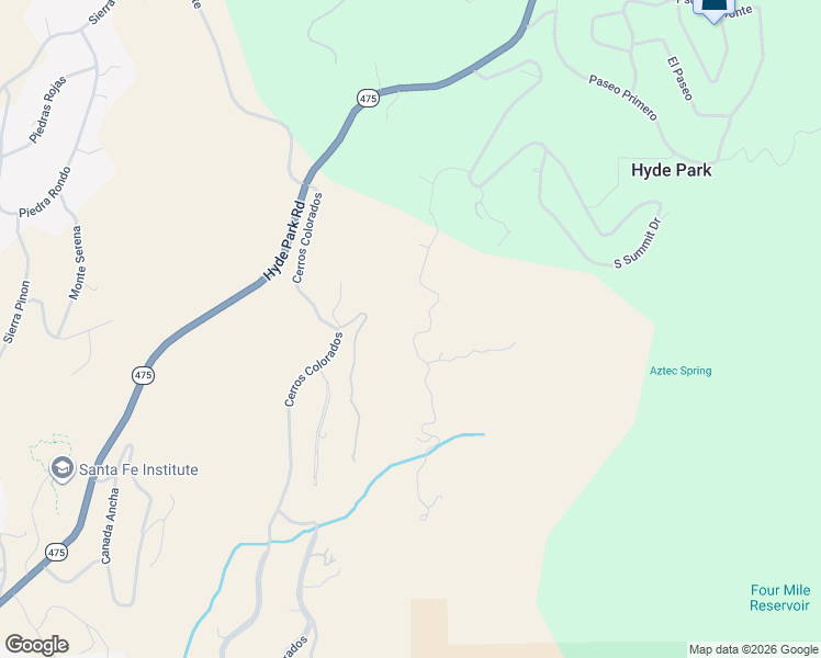 map of restaurants, bars, coffee shops, grocery stores, and more near 1076 South Summit Ridge in Santa Fe