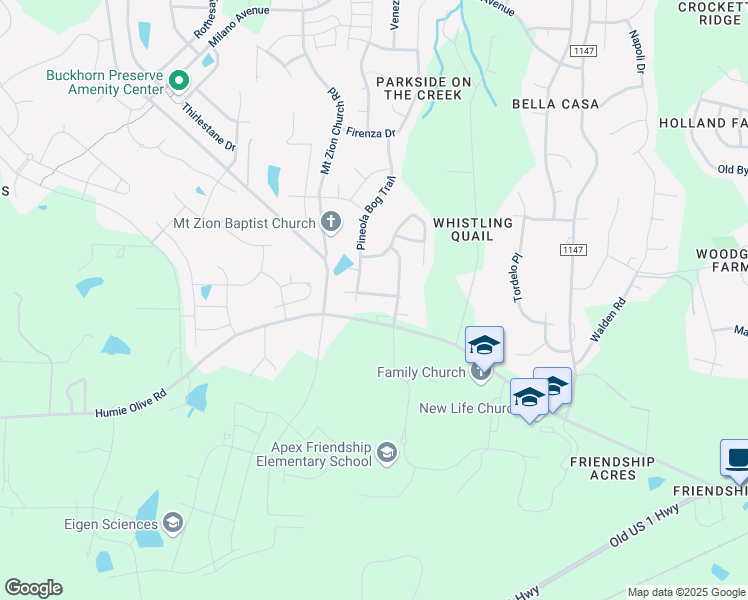 map of restaurants, bars, coffee shops, grocery stores, and more near 2766 Masonboro Ferry Drive in Apex