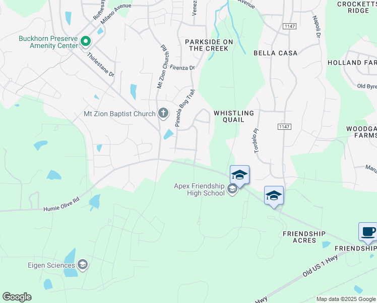 map of restaurants, bars, coffee shops, grocery stores, and more near 2766 Masonboro Ferry Drive in Apex