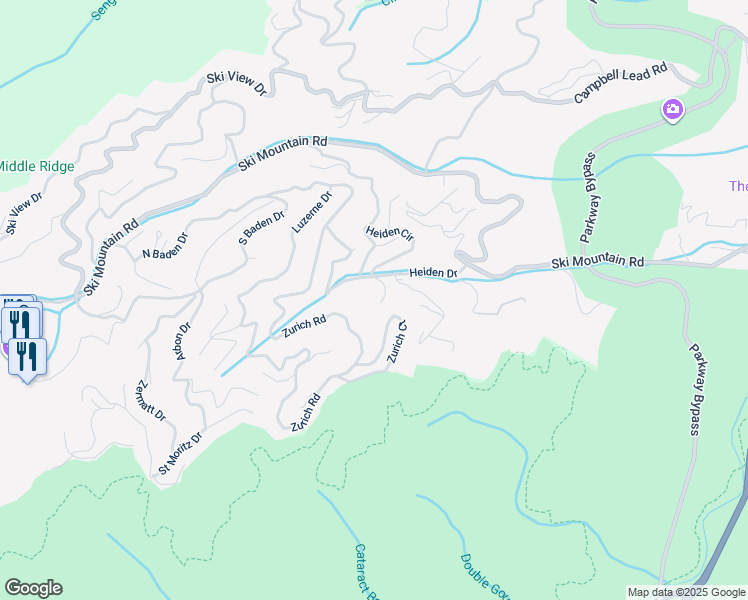 map of restaurants, bars, coffee shops, grocery stores, and more near 741 Heiden Drive in Gatlinburg