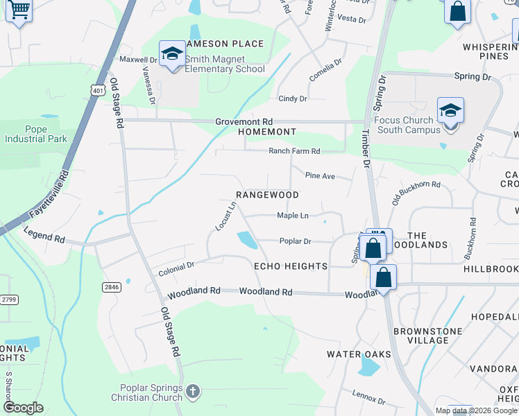 map of restaurants, bars, coffee shops, grocery stores, and more near 616 Maple Lane in Raleigh