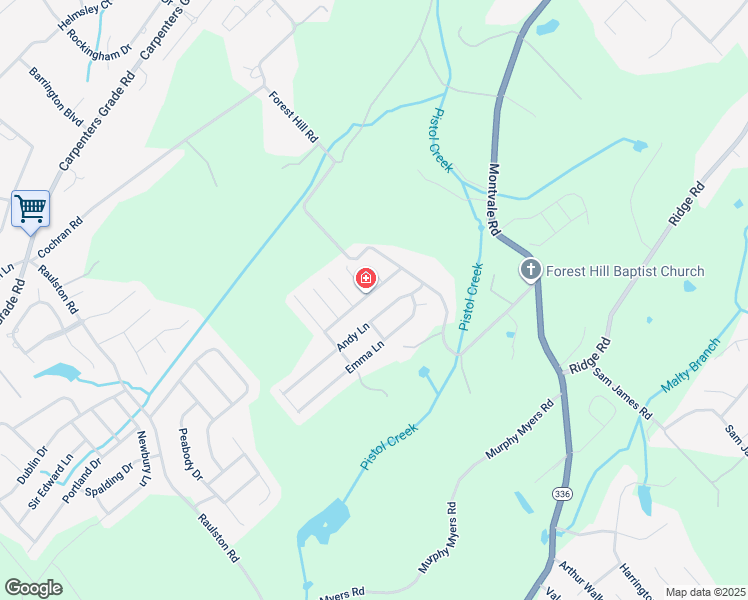 map of restaurants, bars, coffee shops, grocery stores, and more near 1822 Hunters Hill Boulevard in Maryville