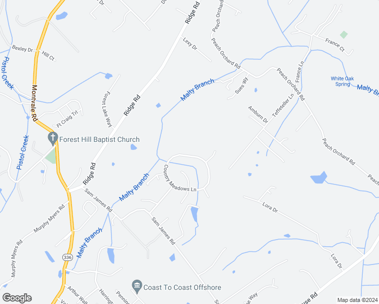 map of restaurants, bars, coffee shops, grocery stores, and more near 3020 Country Meadows Lane in Maryville