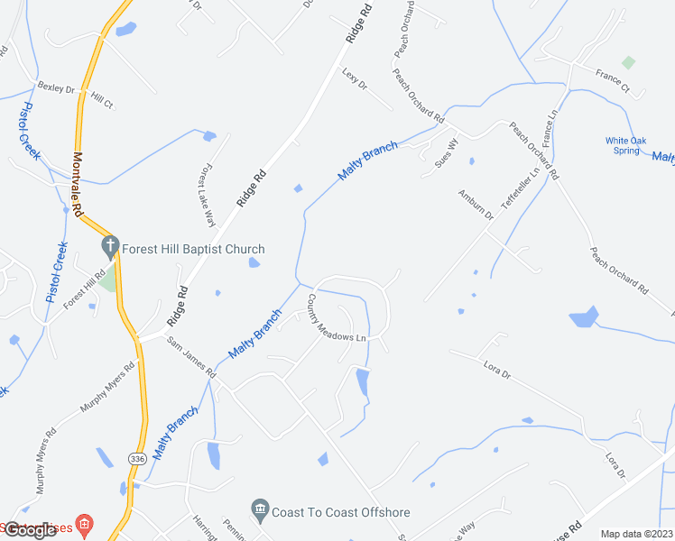 map of restaurants, bars, coffee shops, grocery stores, and more near 3032 Country Meadows Lane in Maryville