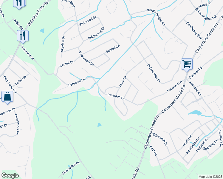 map of restaurants, bars, coffee shops, grocery stores, and more near 2319 Shawn Drive in Maryville