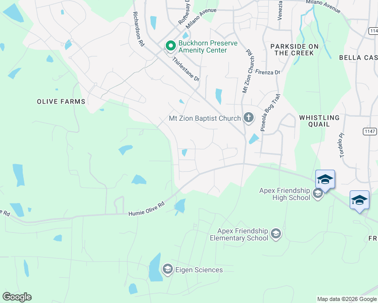 map of restaurants, bars, coffee shops, grocery stores, and more near 2133 McKenzie Ridge Lane in Apex