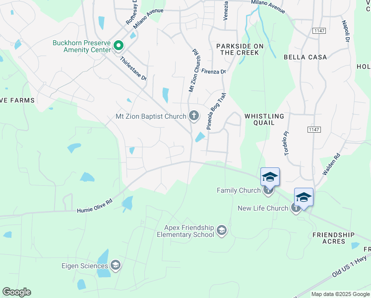 map of restaurants, bars, coffee shops, grocery stores, and more near 2849 Dallas Valley Lane in Apex