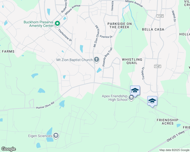 map of restaurants, bars, coffee shops, grocery stores, and more near 2805 Richardson Road in Apex