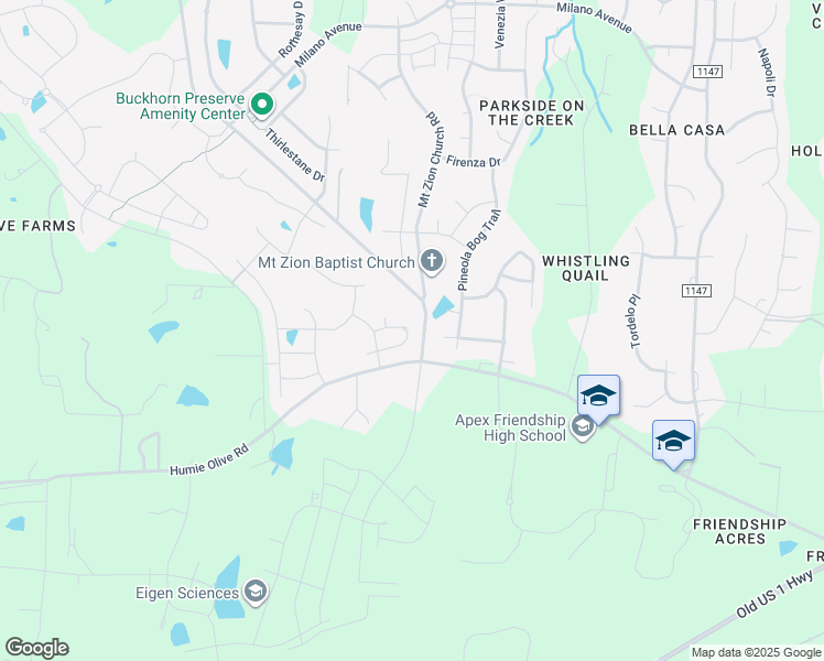 map of restaurants, bars, coffee shops, grocery stores, and more near 2805 Richardson Road in Apex