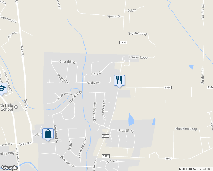 map of restaurants, bars, coffee shops, grocery stores, and more near 121 Rugby Road in Salisbury