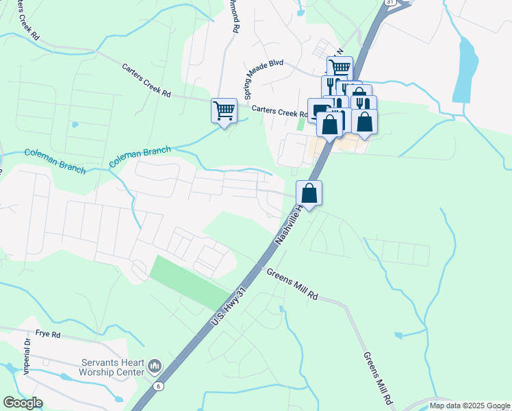 map of restaurants, bars, coffee shops, grocery stores, and more near 2477 Palomar Circle in Columbia