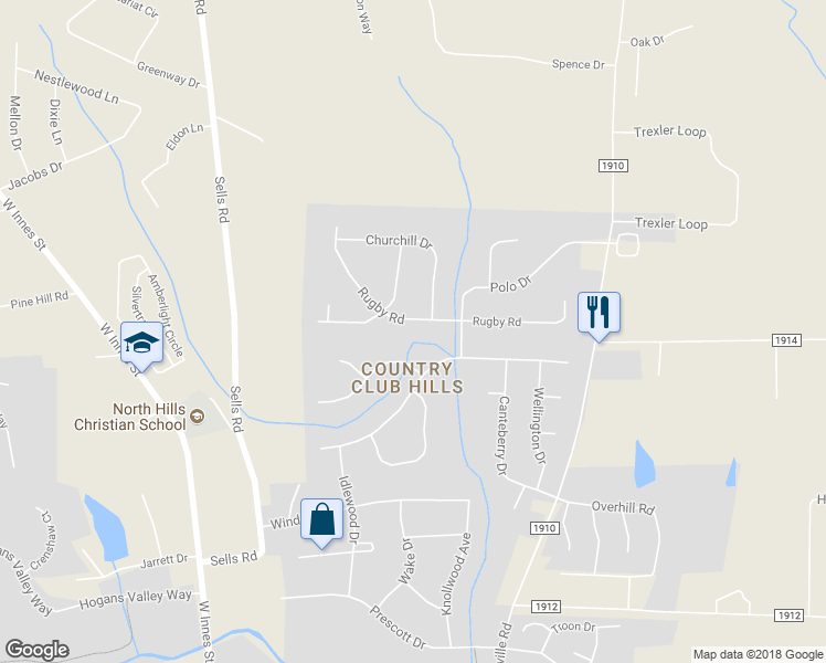 map of restaurants, bars, coffee shops, grocery stores, and more near 305 Rugby Road in Salisbury