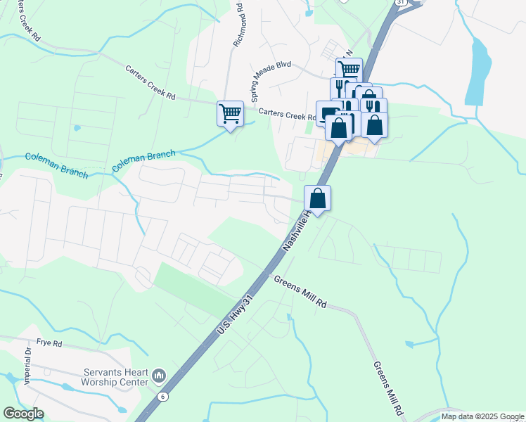 map of restaurants, bars, coffee shops, grocery stores, and more near 2477 Palomar Circle in Columbia