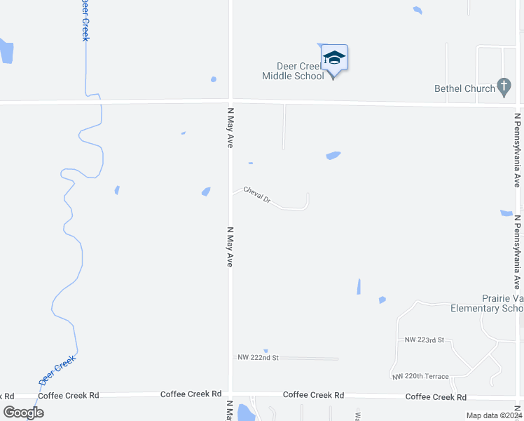 map of restaurants, bars, coffee shops, grocery stores, and more near 23000 North May Avenue in Edmond