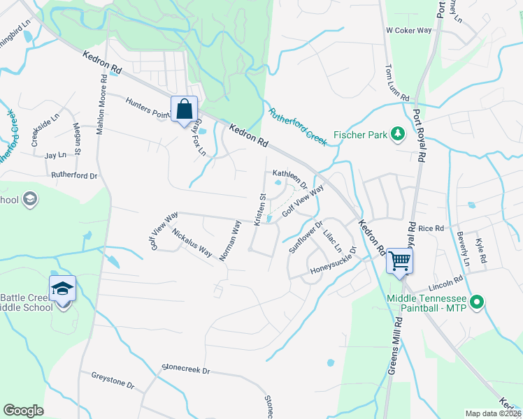 map of restaurants, bars, coffee shops, grocery stores, and more near 3992 Kristen Street in Spring Hill