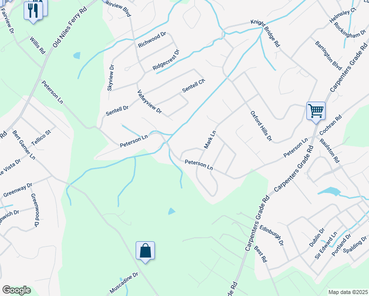 map of restaurants, bars, coffee shops, grocery stores, and more near 2319 Shawn Drive in Maryville