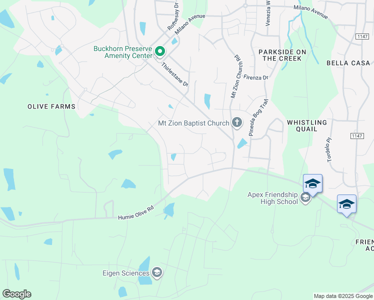 map of restaurants, bars, coffee shops, grocery stores, and more near 2133 McKenzie Ridge Lane in Apex
