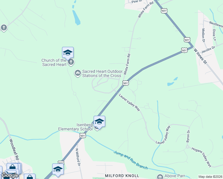 map of restaurants, bars, coffee shops, grocery stores, and more near 301 Hidden Creek Circle in Salisbury