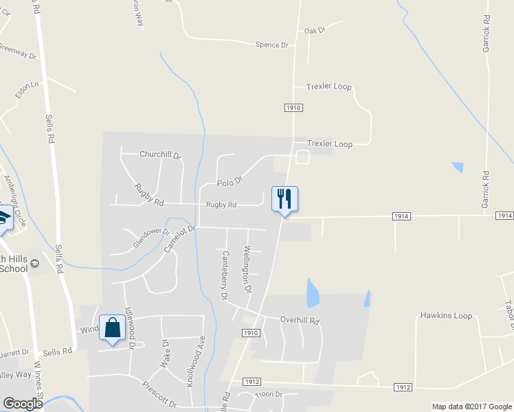 map of restaurants, bars, coffee shops, grocery stores, and more near 121 Rugby Road in Salisbury
