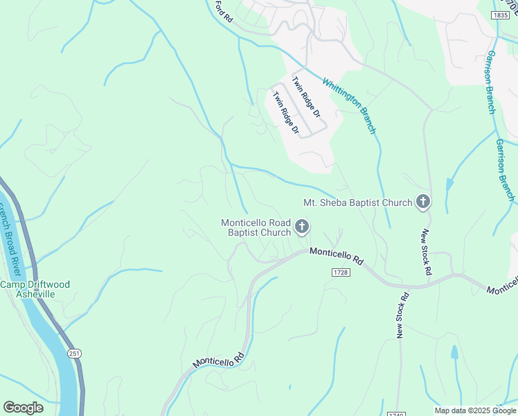 map of restaurants, bars, coffee shops, grocery stores, and more near 46 Spicewood Road in Weaverville
