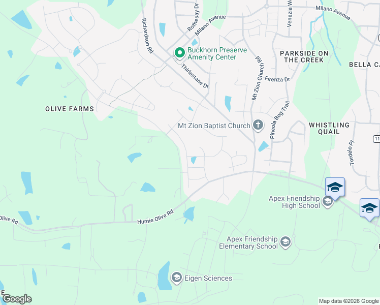 map of restaurants, bars, coffee shops, grocery stores, and more near 2163 Gregor Overlook Lane in Apex