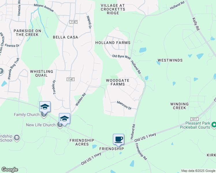 map of restaurants, bars, coffee shops, grocery stores, and more near 2101 Vecchio Lane in Apex