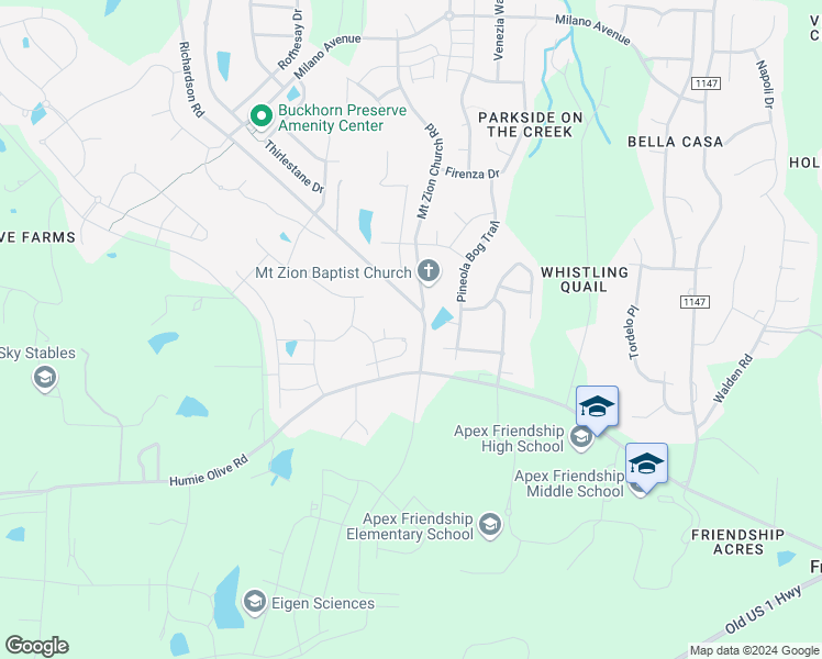 map of restaurants, bars, coffee shops, grocery stores, and more near 2800 Richardson Road in Apex
