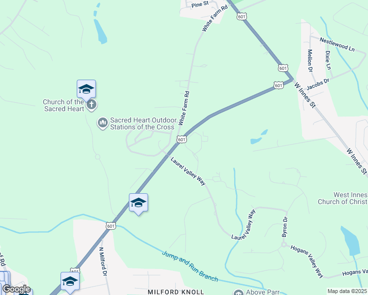 map of restaurants, bars, coffee shops, grocery stores, and more near 3209 Winged Foot Drive in Salisbury