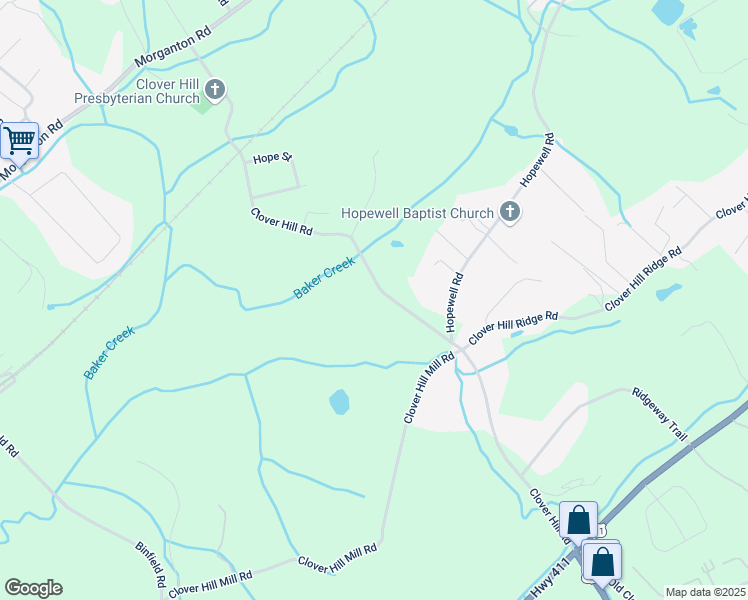 map of restaurants, bars, coffee shops, grocery stores, and more near 505 Clover Hill Road in Maryville