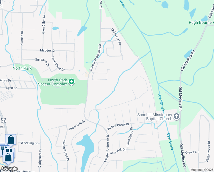 map of restaurants, bars, coffee shops, grocery stores, and more near 694 Cooper Anderson Road in Jackson