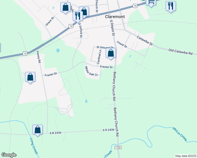 map of restaurants, bars, coffee shops, grocery stores, and more near 2315 White Oak Court Extension in Claremont