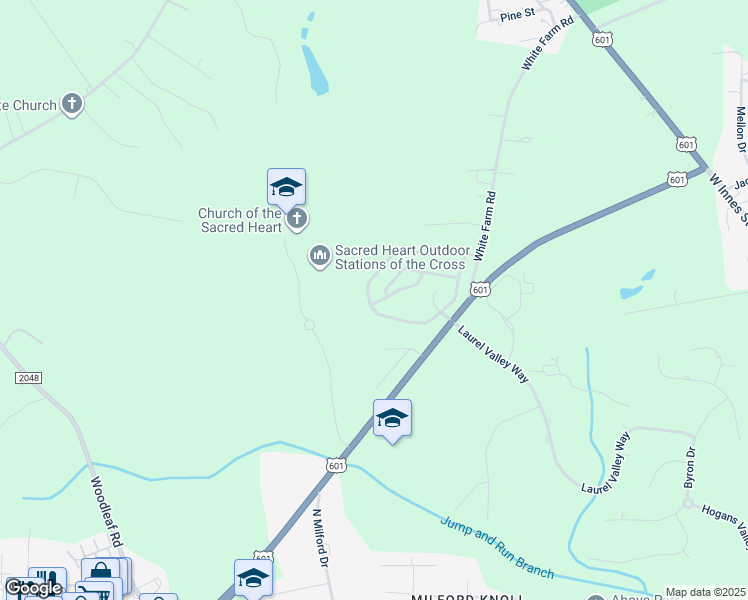 map of restaurants, bars, coffee shops, grocery stores, and more near 603 Hidden Creek Circle in Salisbury
