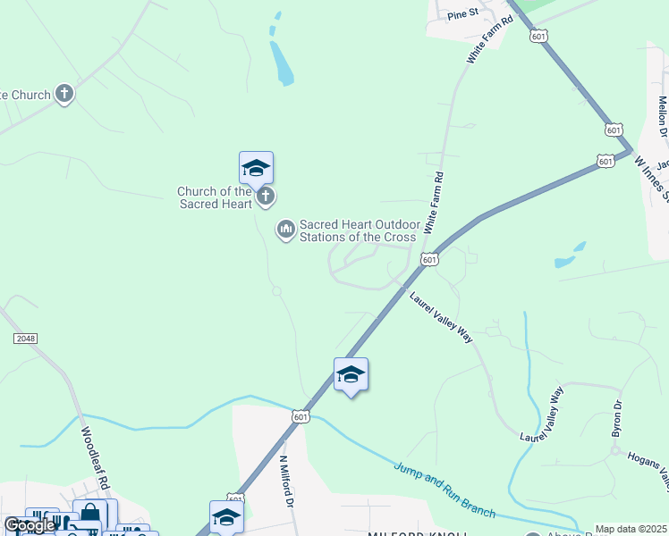 map of restaurants, bars, coffee shops, grocery stores, and more near 603 Hidden Creek Circle in Salisbury