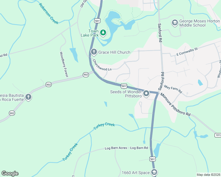 map of restaurants, bars, coffee shops, grocery stores, and more near 485 Highway 87 in Pittsboro
