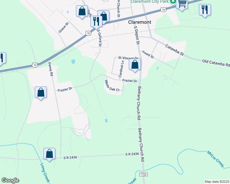 map of restaurants, bars, coffee shops, grocery stores, and more near 3371 White Oak Court in Claremont