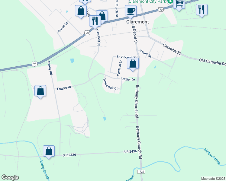 map of restaurants, bars, coffee shops, grocery stores, and more near 3371 White Oak Court in Claremont