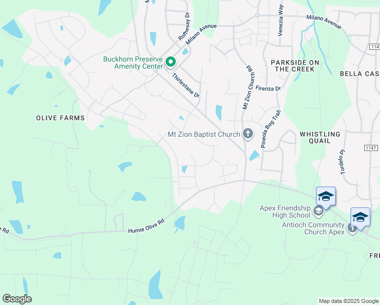 map of restaurants, bars, coffee shops, grocery stores, and more near 2133 McKenzie Ridge Lane in Apex