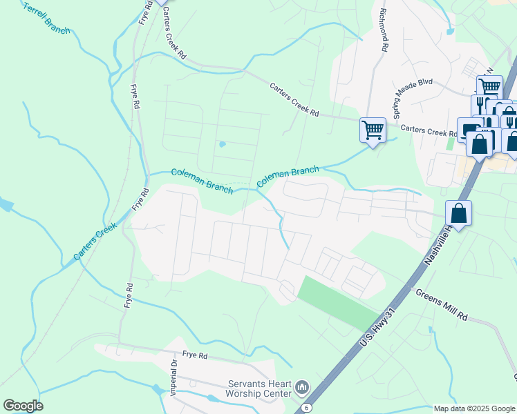 map of restaurants, bars, coffee shops, grocery stores, and more near 2904 Timewinder Way in Columbia