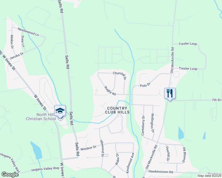 map of restaurants, bars, coffee shops, grocery stores, and more near 410 Rugby Road in Salisbury