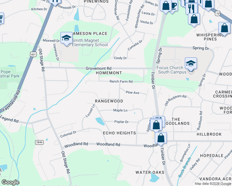 map of restaurants, bars, coffee shops, grocery stores, and more near 5404 Juniper Avenue in Raleigh