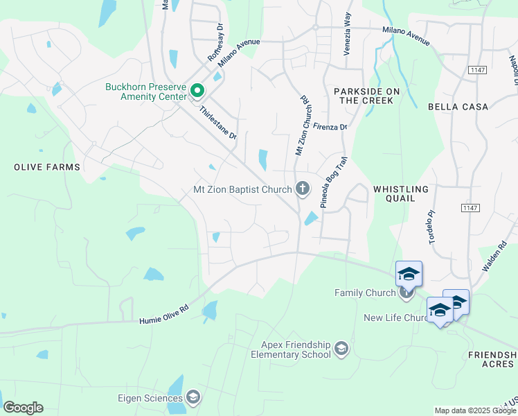 map of restaurants, bars, coffee shops, grocery stores, and more near 2801 Macbeth Lane in Apex