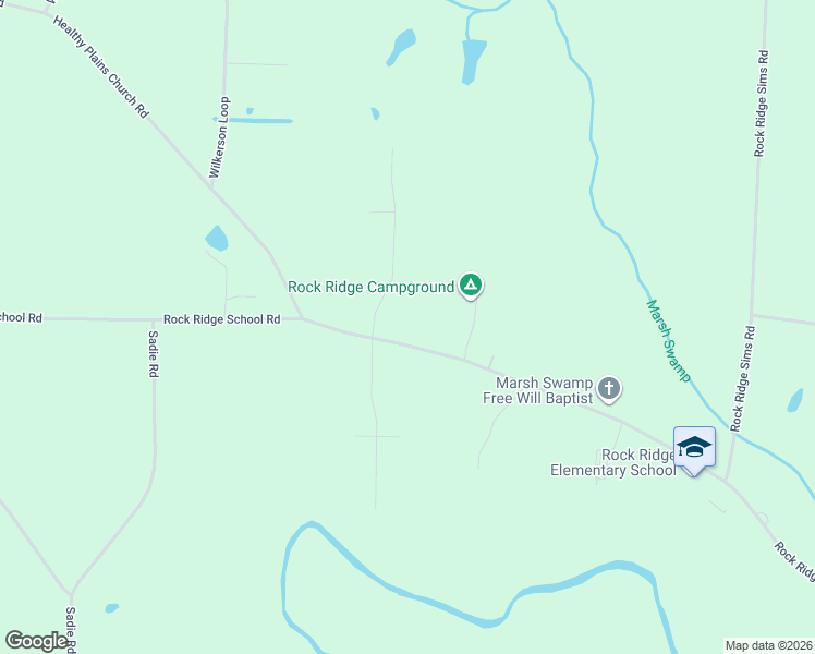 map of restaurants, bars, coffee shops, grocery stores, and more near 7058 Rock Ridge School Road in Sims