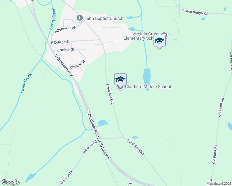 map of restaurants, bars, coffee shops, grocery stores, and more near 2025 South 2nd Avenue Extension in Siler City
