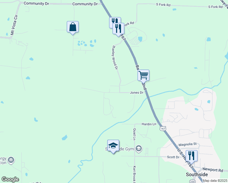 map of restaurants, bars, coffee shops, grocery stores, and more near 76-134 Jones Drive in Batesville