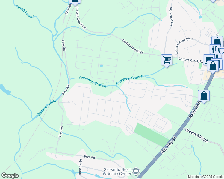 map of restaurants, bars, coffee shops, grocery stores, and more near 2904 Timewinder Way in Columbia