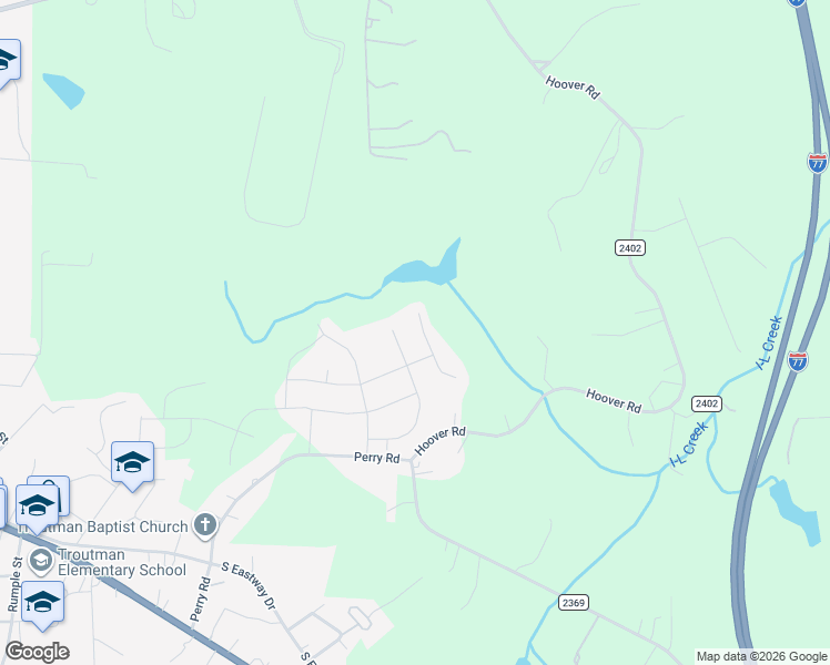 map of restaurants, bars, coffee shops, grocery stores, and more near 612 Hoover Road in Troutman